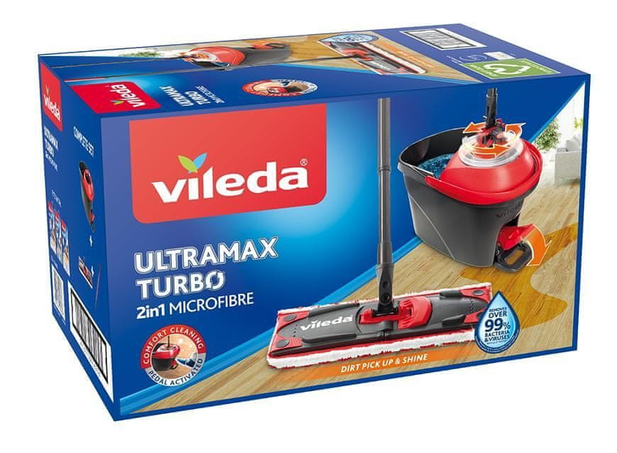 WEBHIDDENBRAND Súprava upratovacia Vileda Ultramax TURBO Microfibre 2v1 mop na podlahy + vedro