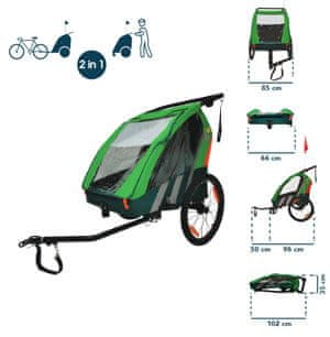 Bellelli kombinovaný vozík za bicykel - 2 deti