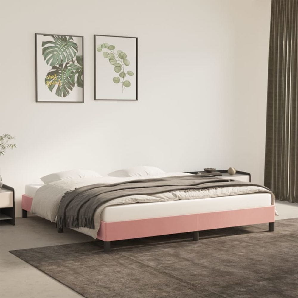Vidaxl Rám postele ružový 160x200 cm zamat