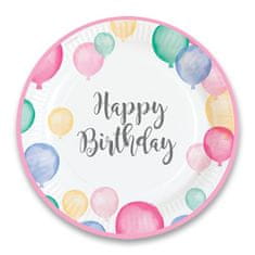 Amscan Papierové tanieriky Happy Birthday priemer 22,8 cm, 8 ks