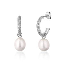JwL Luxury Pearls Nádherné strieborné náušnice kruhy s pravými perlami 2v1 JL0770