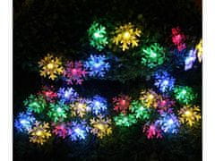 AUR Vnútorná LED vianočná reťaz so snehovými vločkami - rôznofarebná, 12m, 100 LED