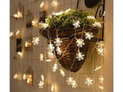 AUR Vnútorná LED vianočná reťaz so snehovými vločkami, teplá biela, 6m, 50 LED