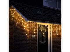 commshop Vonkajší LED vianočný záves, 7mm LED - Teplá biela, so zábleskami, 3m až 10m Dĺžka osvetliteľnej časti + dĺžka prívodného kábla a počet LED: 10m +1.5m, 312 LED