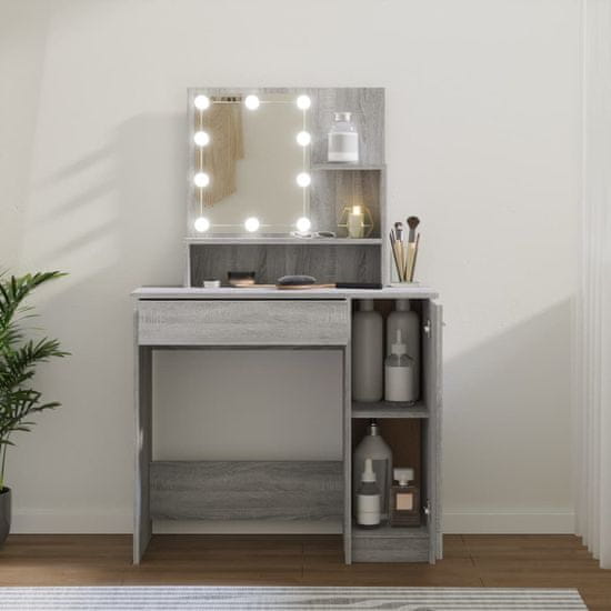 Vidaxl Toaletný stolík s LED sivý dub sonoma 86,5x35x136 cm