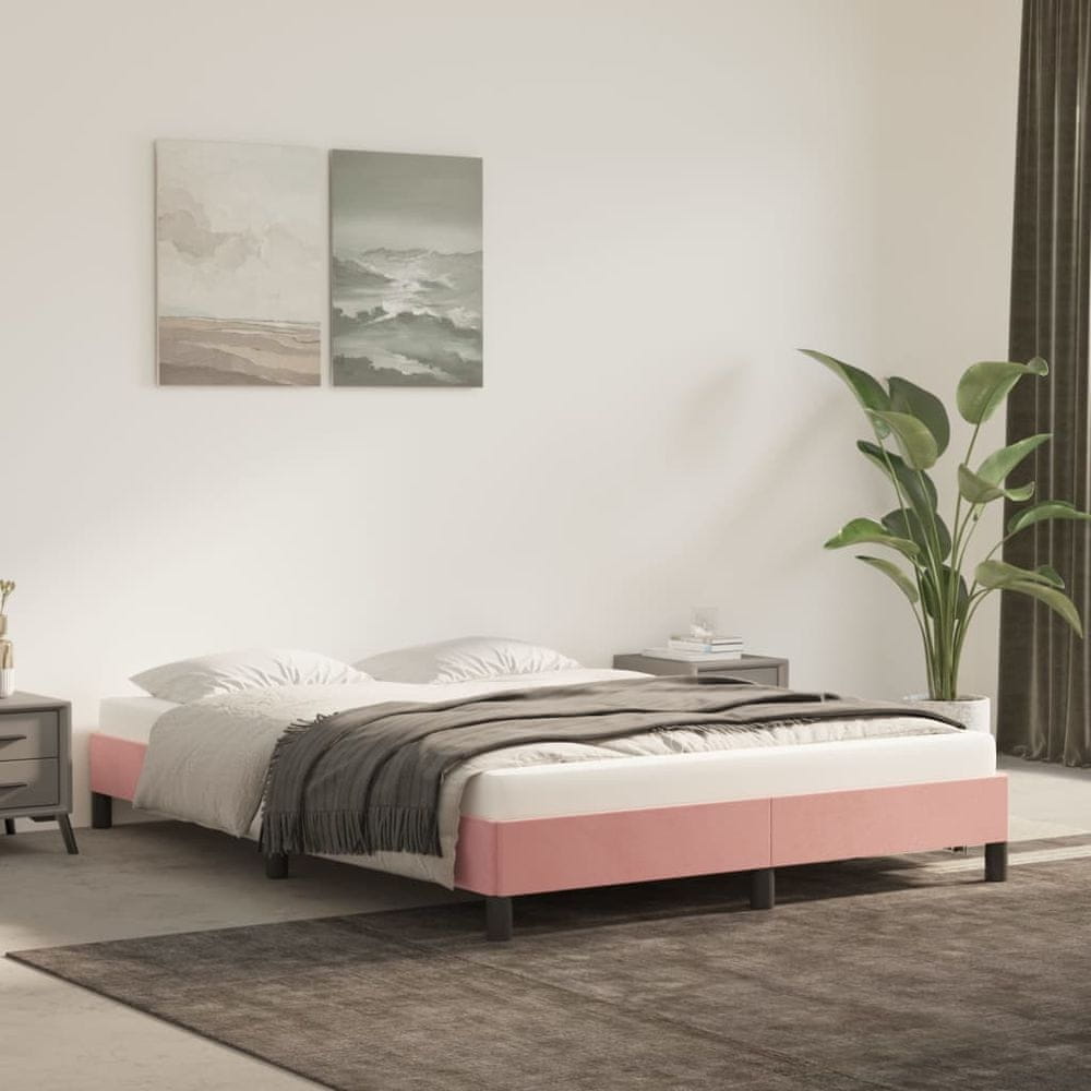 Vidaxl Rám postele ružový 140x200 cm zamat