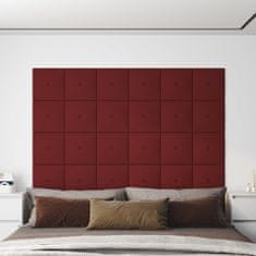 Vidaxl Nástenné panely 12 ks vínovočervené 30x30 cm látka 1,08 m²