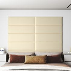 Vidaxl Nástenné panely 12 ks krémové 90x30 cm umelá koža 3,24 m²
