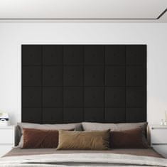 Vidaxl Nástenné panely 12 ks čierne 30x30 cm látka 1,08 m²