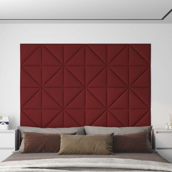 Vidaxl Nástenné panely 12 ks vínovočervené 30x30 cm látka 1,08 m²