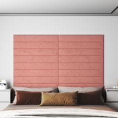 Vidaxl Nástenné panely 12 ks ružové 90x15 cm zamat 1,62 m²