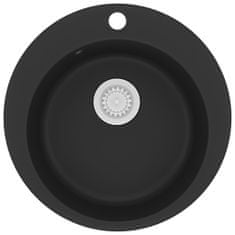 Petromila vidaXL Granitový kuchynský drez s jednou vaničkou, okrúhly, čierny
