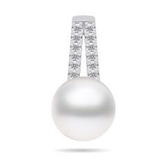 Brilio Silver Moderný strieborný prívesok s pravou perlou a zirkónmi PT102W