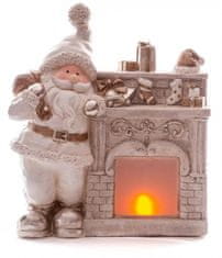 MAGIC HOME Santa pri krbe, 12 LED, 3xAAA, keramika, 38x16x44 cm