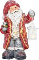 MAGIC HOME Santa s lampášom, LED, keramika, 26x18x42 cm