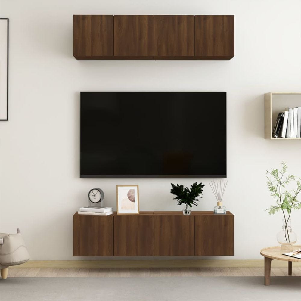 Vidaxl TV stolíky 4 ks hnedý dub 60x30x30 cm spracované drevo