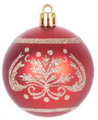 MAGIC HOME Gule Vianoce, 9 ks, červené s ornamentom, na vianočný stromček, 6 cm