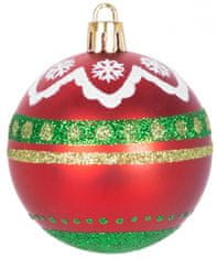 MAGIC HOME Gule Vianoce, 9 ks, červeno - zelené, s dekoráciou, na vianočný stromček, 6 cm