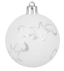 MAGIC HOME Gule Vianoce, 3 ks, biele so striebornou hviezdou, 5,5 cm