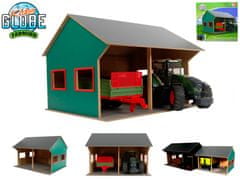 Kids Globe Farming drevená garáž 44x53x37 cm 1:16 pre 2 traktory