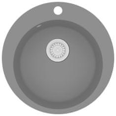 Vidaxl Granitový kuchynský drez s jednou vaničkou, okrúhly, sivý