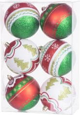 MAGIC HOME Gule Vianoce, 6 ks, červeno - zelené, s dekoráciou, na vianočný stromček, 8 cm