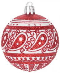 MAGIC HOME Gule Vianoce, 8 ks, 6 cm, červené s bielym ornamentom, na vianočný stromček