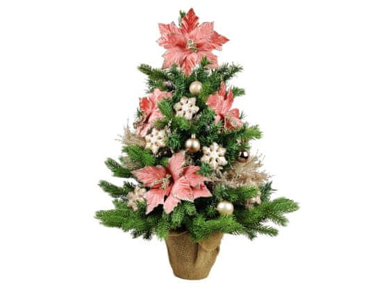 LAALU Ozdobený umelý vianočný stromček POMPÉZNA VLOČKA 60 cm s LED OSVETLENÍM V KVETINÁČI
