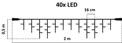 DecoLED DecoLED LED cencúle - 2 x 0,5 m, 40 ľadovo bielych diód