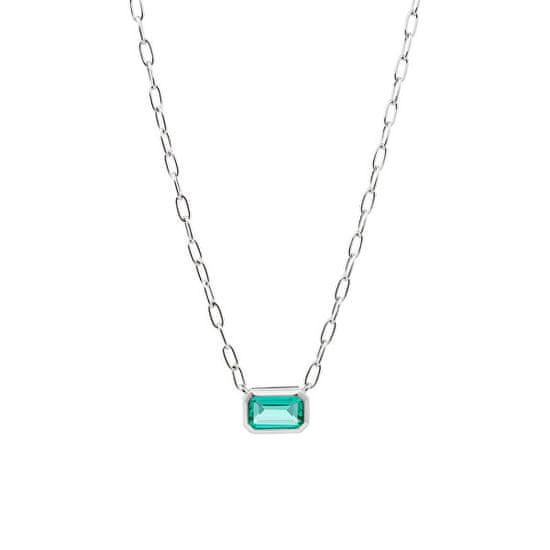 Preciosa Blýštivý náhrdelník so zeleným kubickým zirkónom Preciosa Atlantis 5353 94