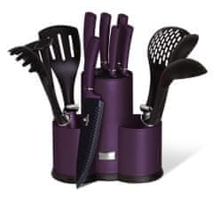 Berlingerhaus Sada nožov a kuchynského náčinia v stojane 12 ks Purple Metallic Line