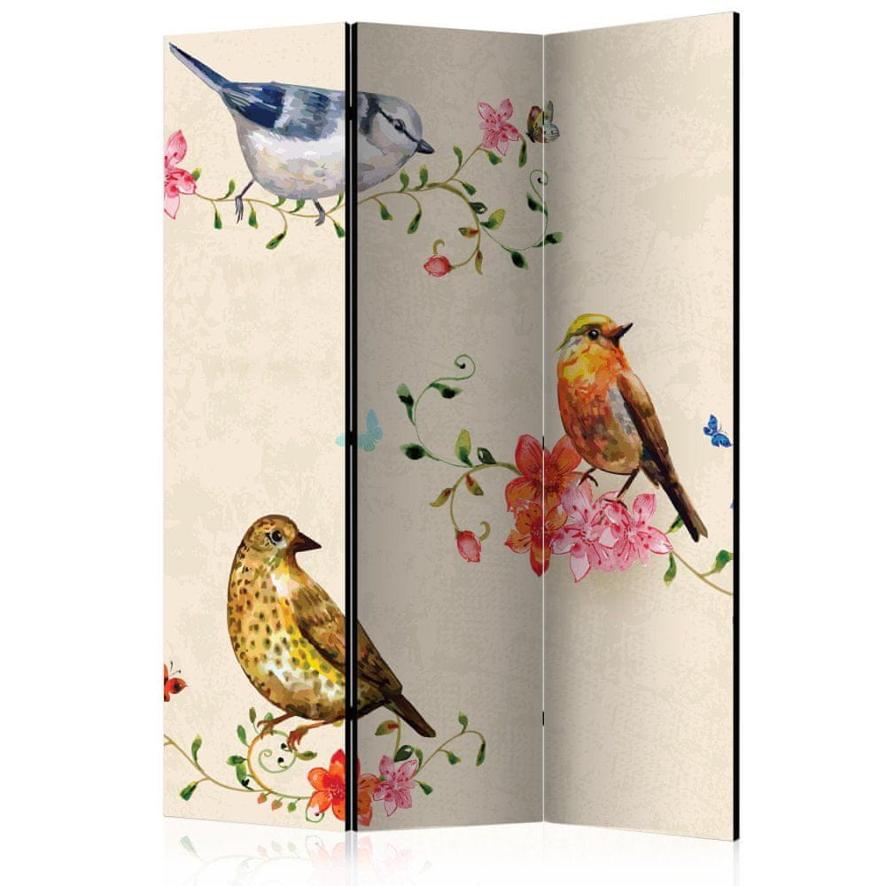 Artgeist Paraván - Vtáčí spev 135x172 plátno na drevenom ráme obojstranná potlač