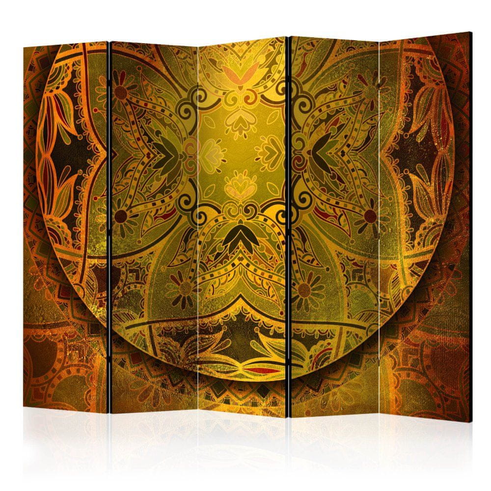 Artgeist Paraván - Mandala: Zlatá sila II 225x172 plátno na drevenom ráme obojstranná potlač