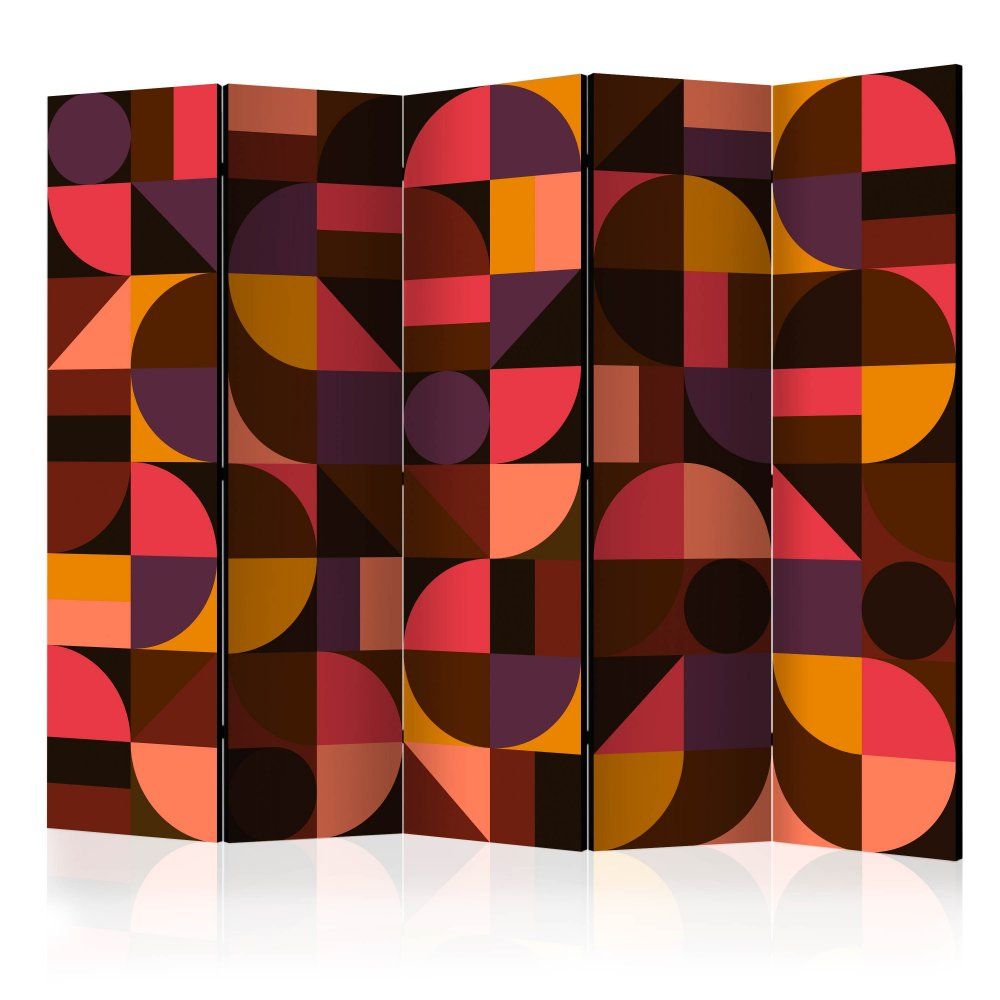 Artgeist Paraván - Geometrická mozaika (červená) II 225x172 plátno na drevenom ráme obojstranná potlač