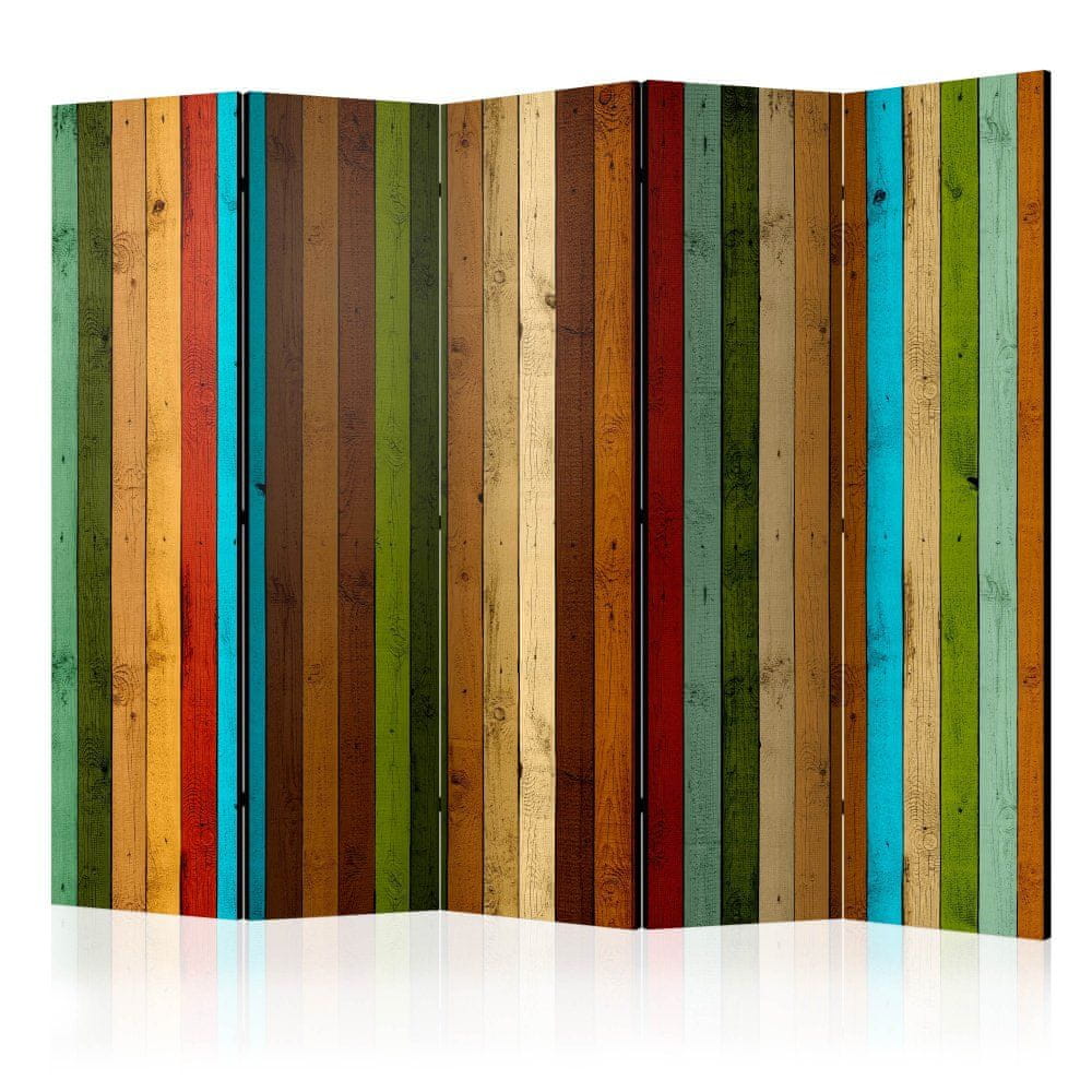 Artgeist Paraván - Drevená dúha II 225x172 plátno na drevenom ráme obojstranná potlač