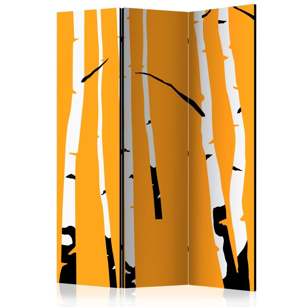 Artgeist Paraván - Brezy na oranžovom pozadí 135x172 plátno na drevenom ráme obojstranná potlač