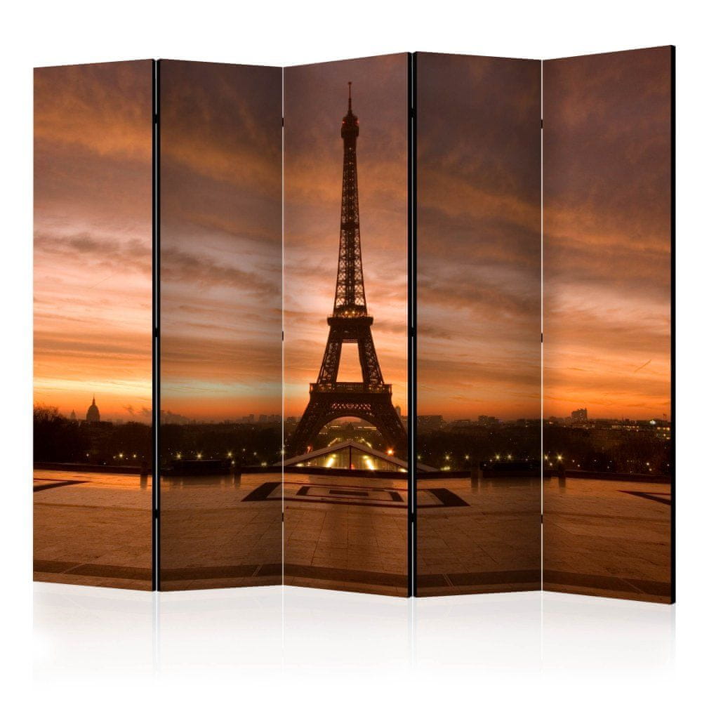 Artgeist Paraván - Eiffelova veža na úsvite II 225x172 plátno na drevenom ráme obojstranná potlač