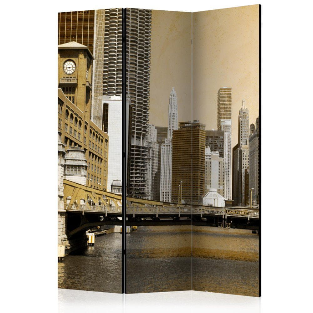 Artgeist Paraván - Chicagský most (vintage) 135x172 plátno na drevenom ráme obojstranná potlač