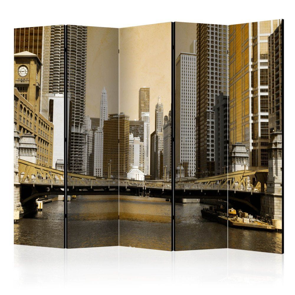 Artgeist Paraván - Chicagský most (vintage) II 225x172 plátno na drevenom ráme obojstranná potlač