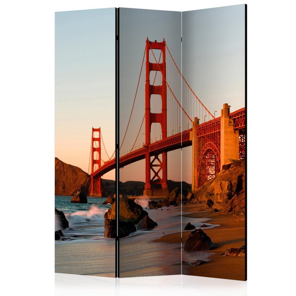 Artgeist Paraván - Golden Gate - západ slnka, San Francisco 135x172 plátno na drevenom ráme obojstranná potlač
