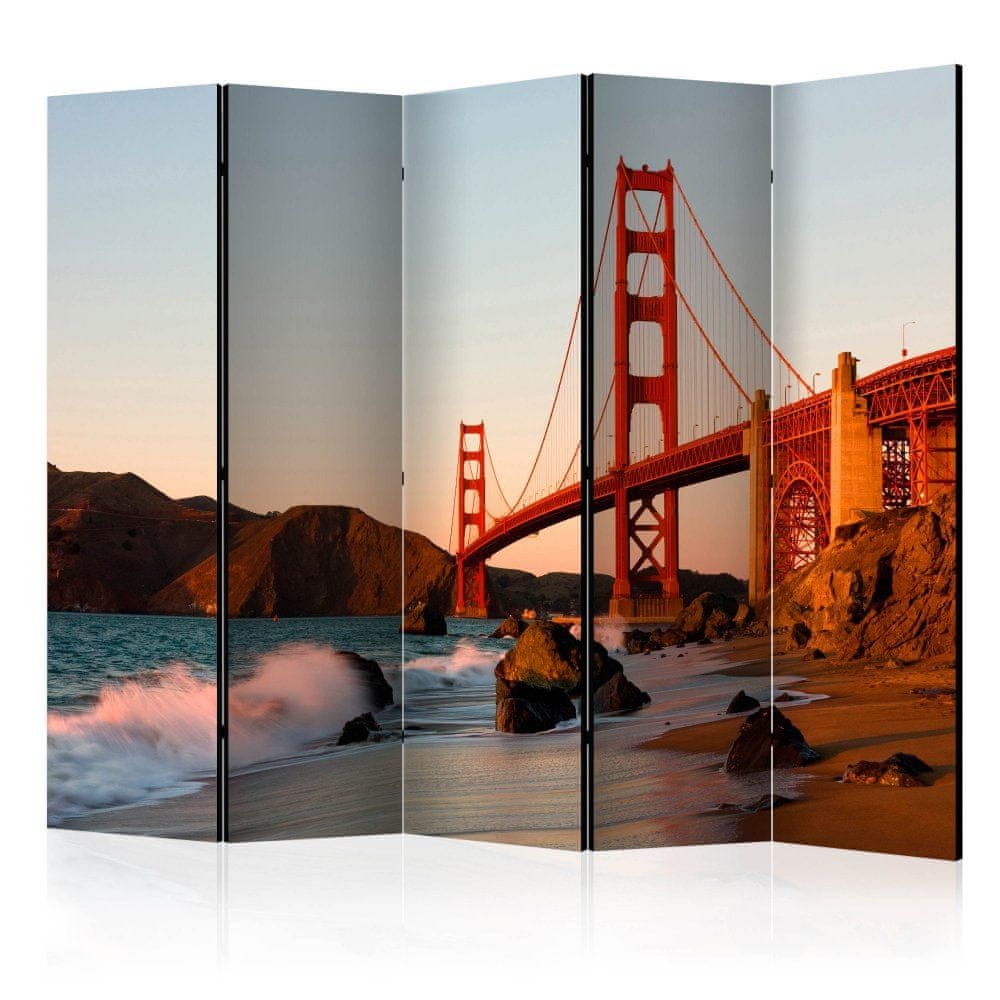 Artgeist Paraván - Golden Gate - západ slnka, San Francisco II 225x172 plátno na drevenom ráme obojstranná potlač