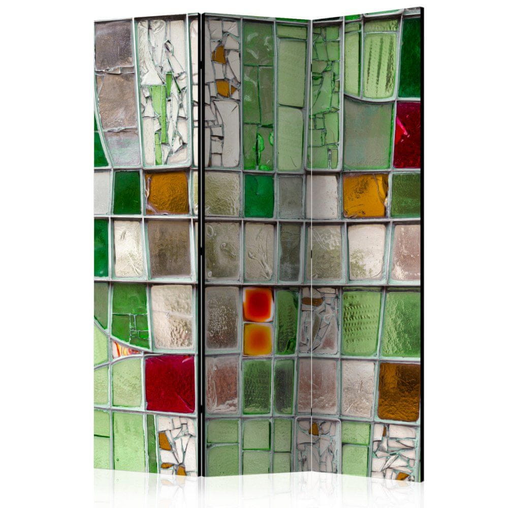 Artgeist Paraván - Smaragdová vitráž 135x172 plátno na drevenom ráme obojstranná potlač