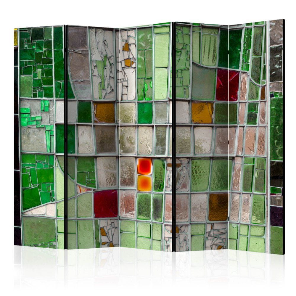 Artgeist Paraván - Smaragdová vitráž II 225x172 plátno na drevenom ráme obojstranná potlač