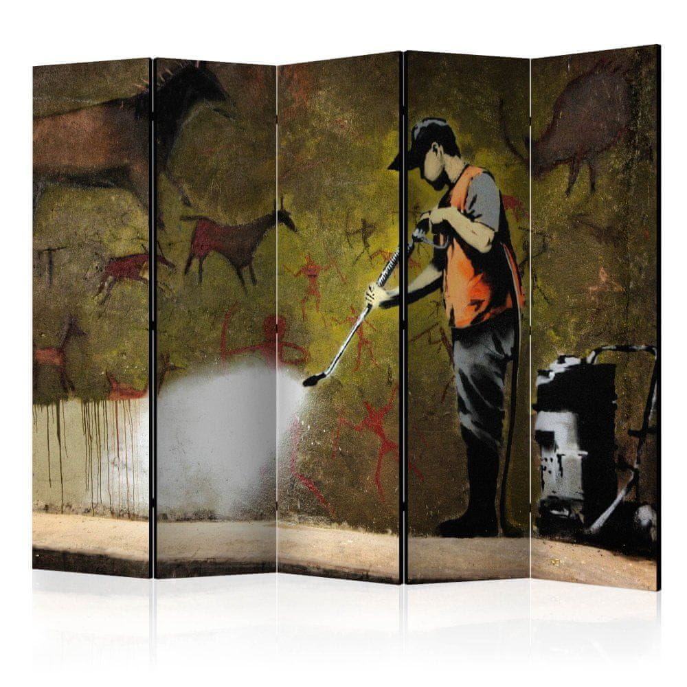 Artgeist Paraván - Banksy - jaskynná maľba II 225x172 plátno na drevenom ráme obojstranná potlač