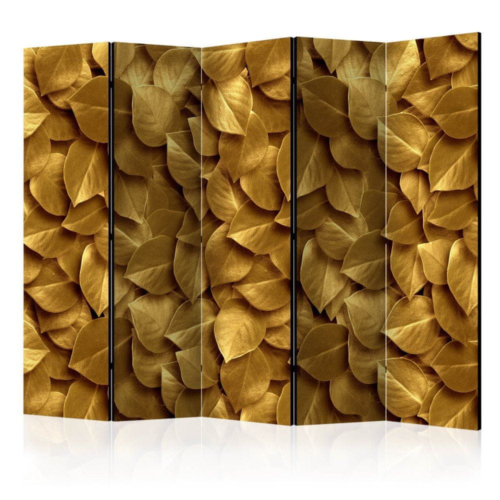 Artgeist Paraván - Zlaté listy II 225x172 plátno na drevenom ráme obojstranná potlač