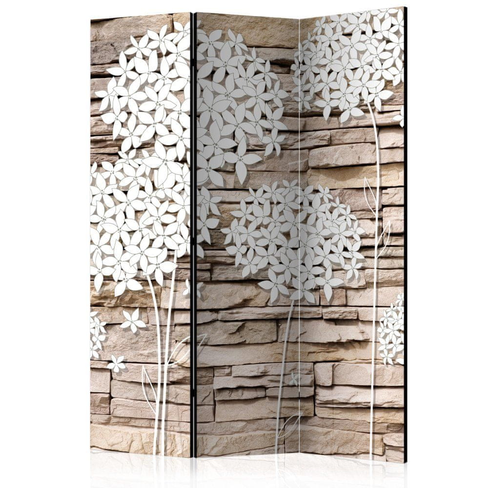Artgeist Paraván - Kvety na kameni 135x172 plátno na drevenom ráme obojstranná potlač