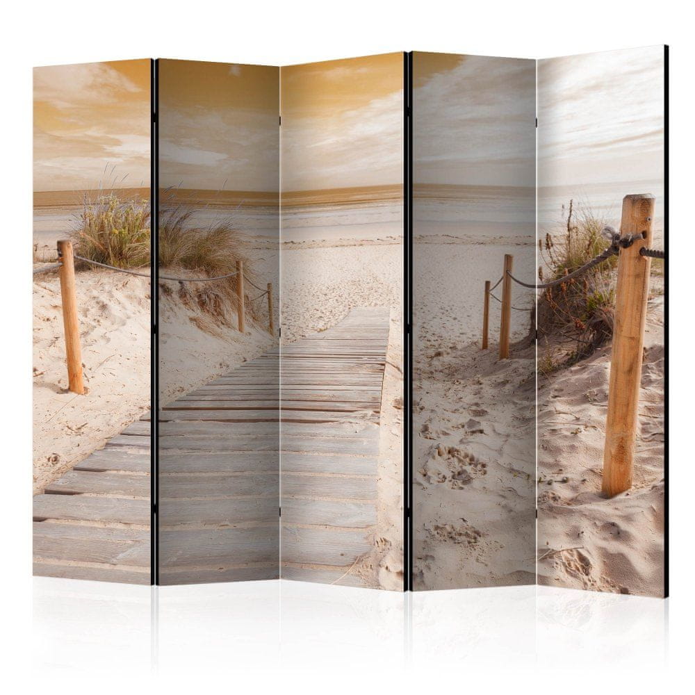 Artgeist Paraván - Na pláži - Sépia II 225x172 plátno na drevenom ráme obojstranná potlač