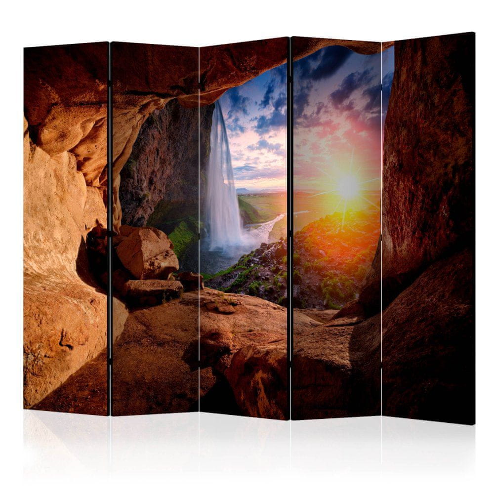 Artgeist Paraván - Jaskyne: Seljalandsfoss II 225x172 plátno na drevenom ráme obojstranná potlač