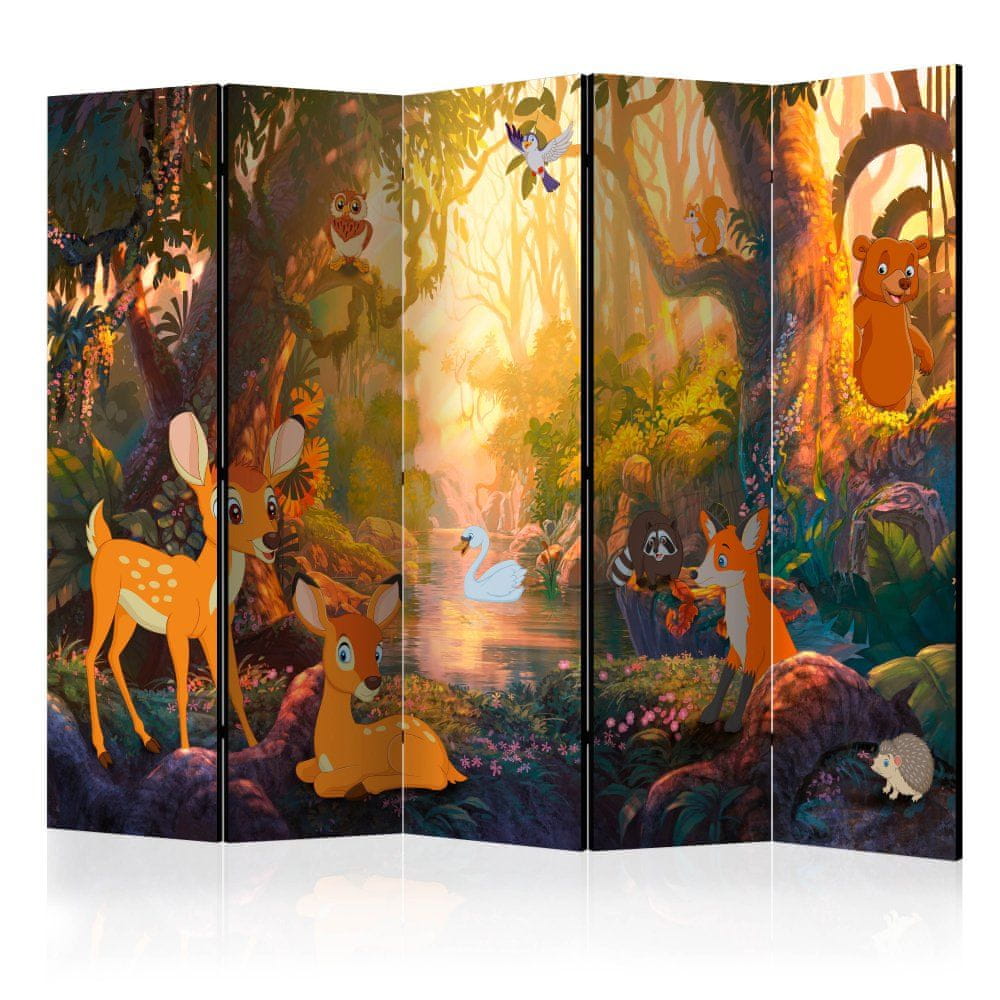 Artgeist Paraván - Zvieratá v lese II 225x172 plátno na drevenom ráme obojstranná potlač