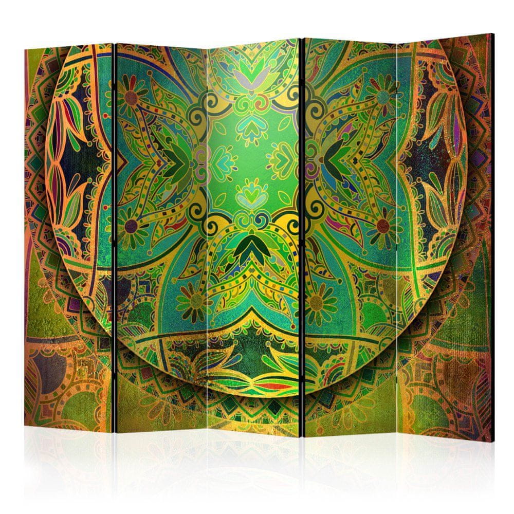 Artgeist Paraván - Mandala: Smaragdová fantázia II 225x172 plátno na drevenom ráme obojstranná potlač